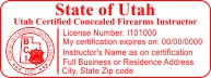 Utah Concealed Firearms Instructor